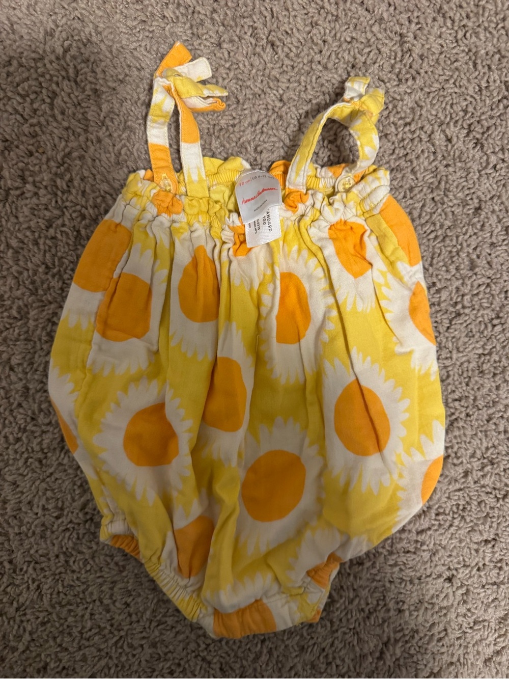 Hanna Andersson Girls Sunflower Print Bubble Romper
